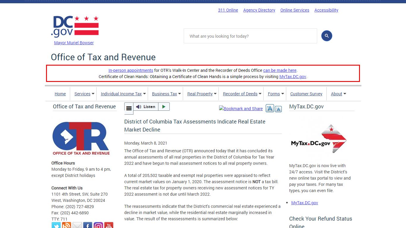 District of Columbia Tax Assessments Indicate Real Estate Market ...